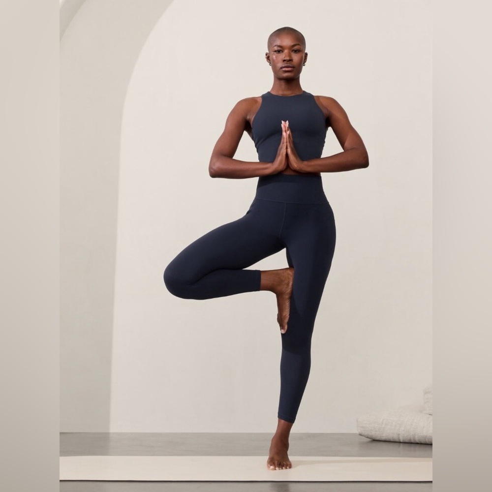 Navy Athleta Salutation 7/8 Tight in POWERVITA